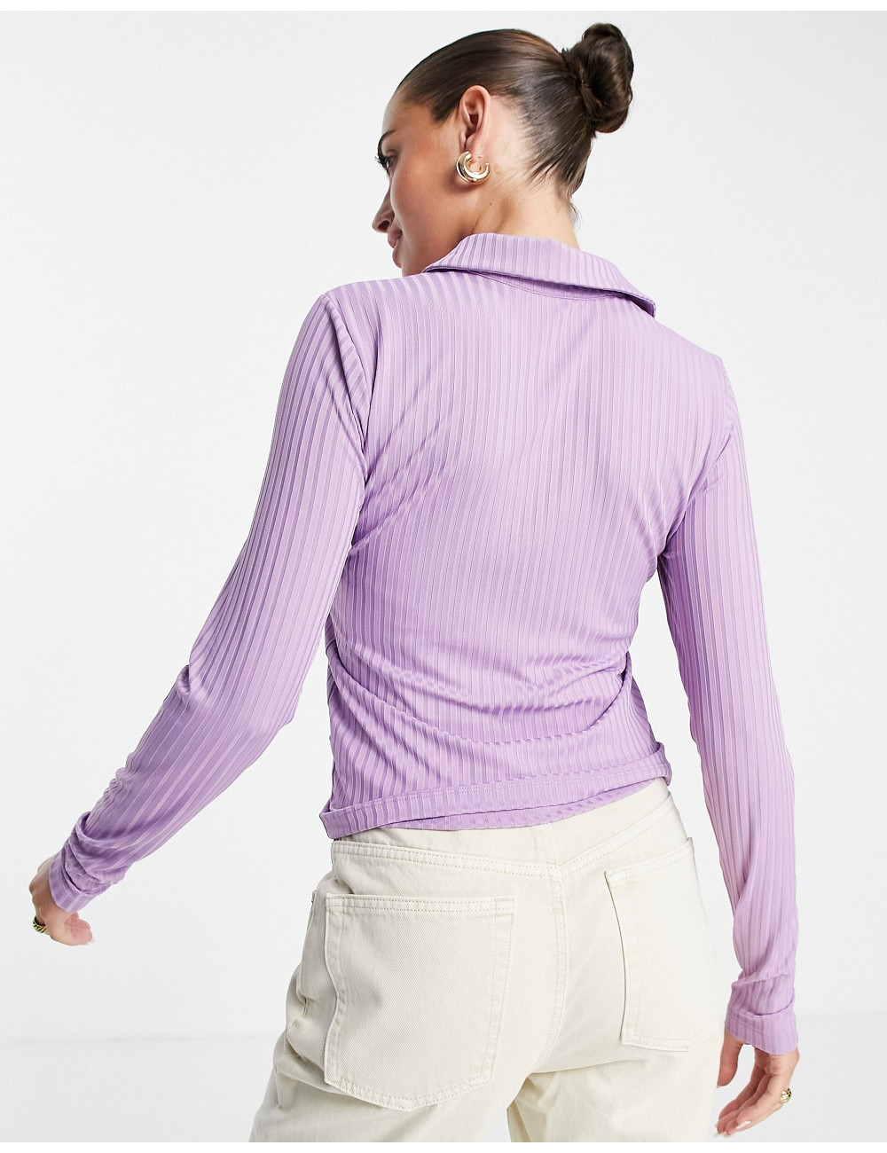ASOS DESIGN rib shirt in lilac