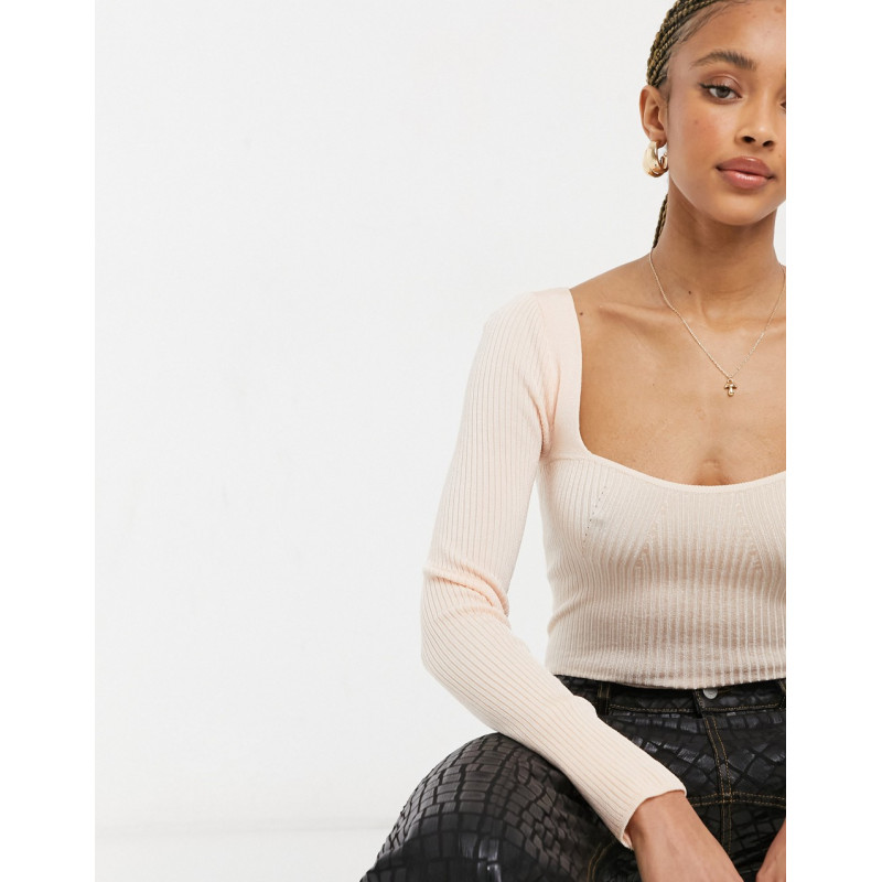 Topshop knitted crop top in...