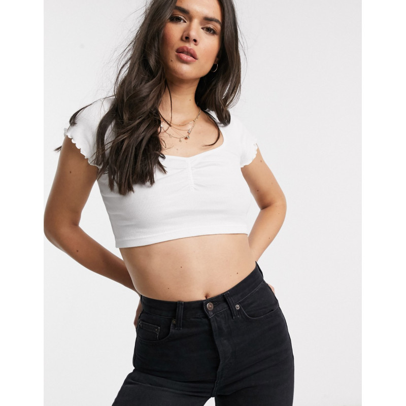Topshop ribbed ruched crop...
