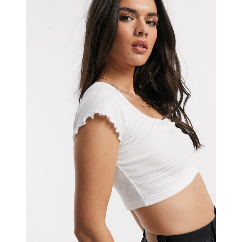 Topshop ribbed ruched crop...