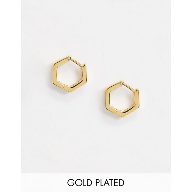 Orelia gold hexagon huggie...