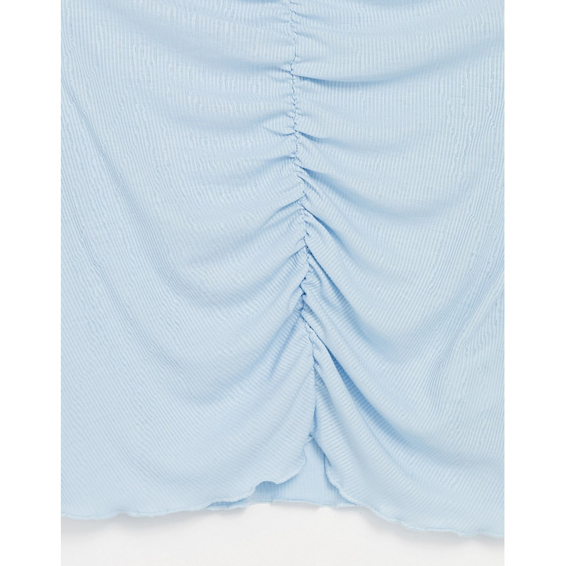 Monki ruched front top in blue