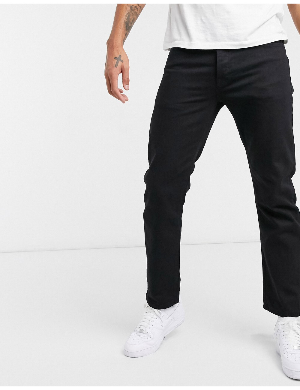 Topman straight jeans in black