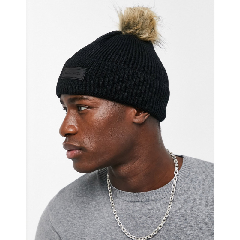 Consigned bobble hat in black