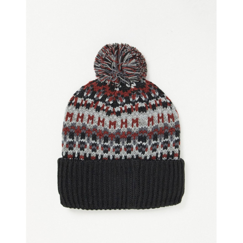 Farah bobble hat with pattern