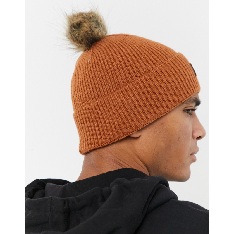 Consigned bobble hat in tan