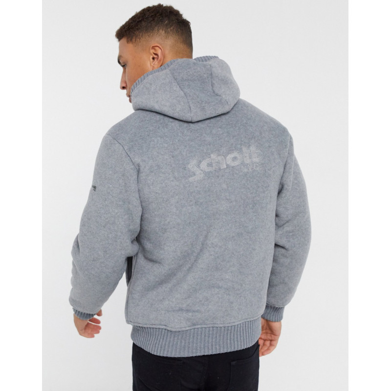 Schott hooded fleece in grey