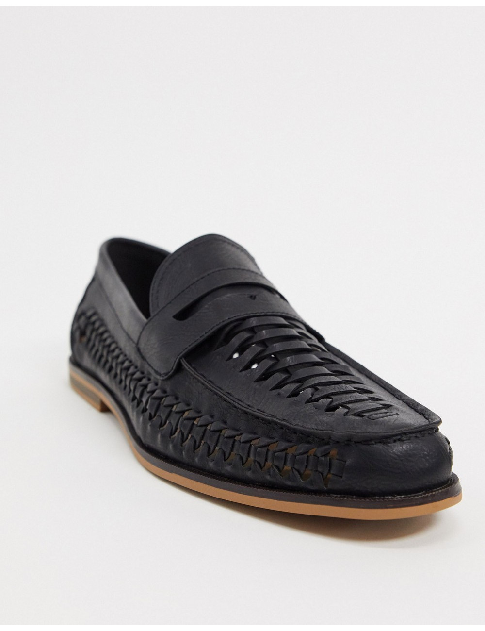Topman woven loafers in black