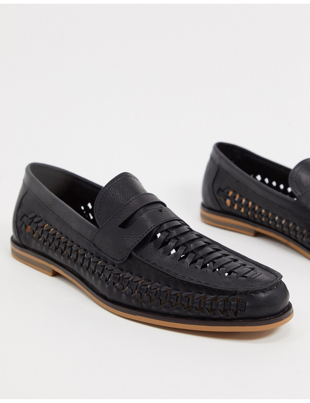 Topman woven loafers in black