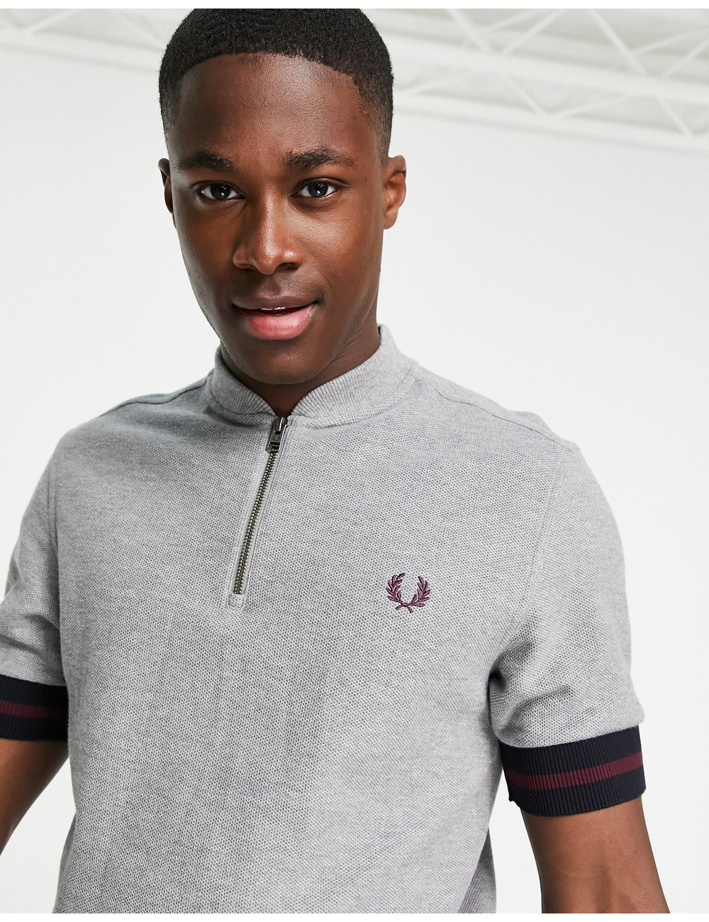 Fred Perry zip neck polo in...