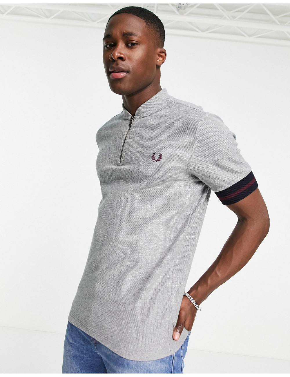 Fred Perry zip neck polo in...