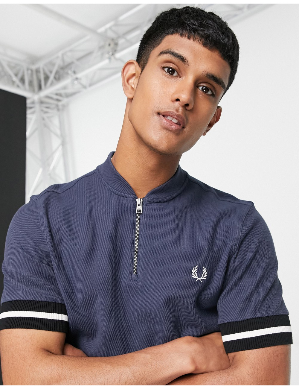 Fred Perry zip neck polo in...