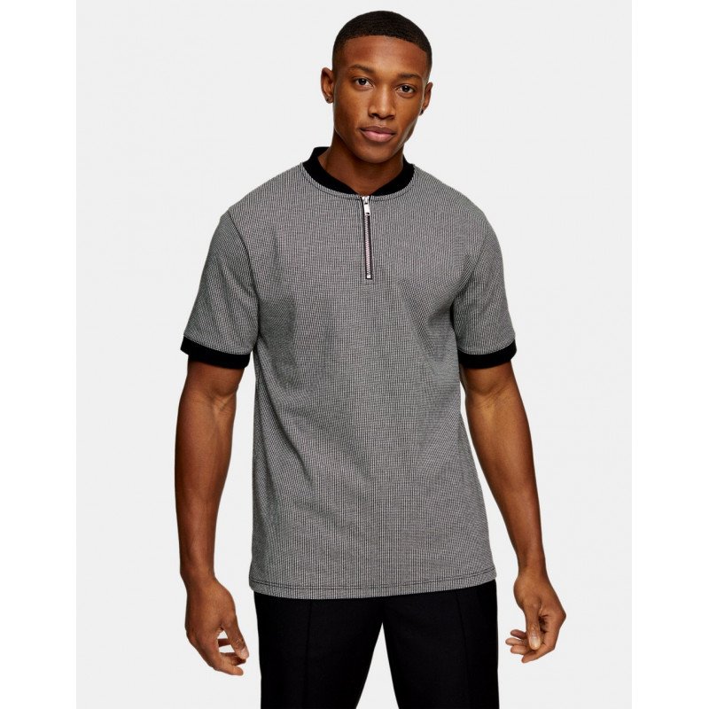 Topman houndstooth polo in...