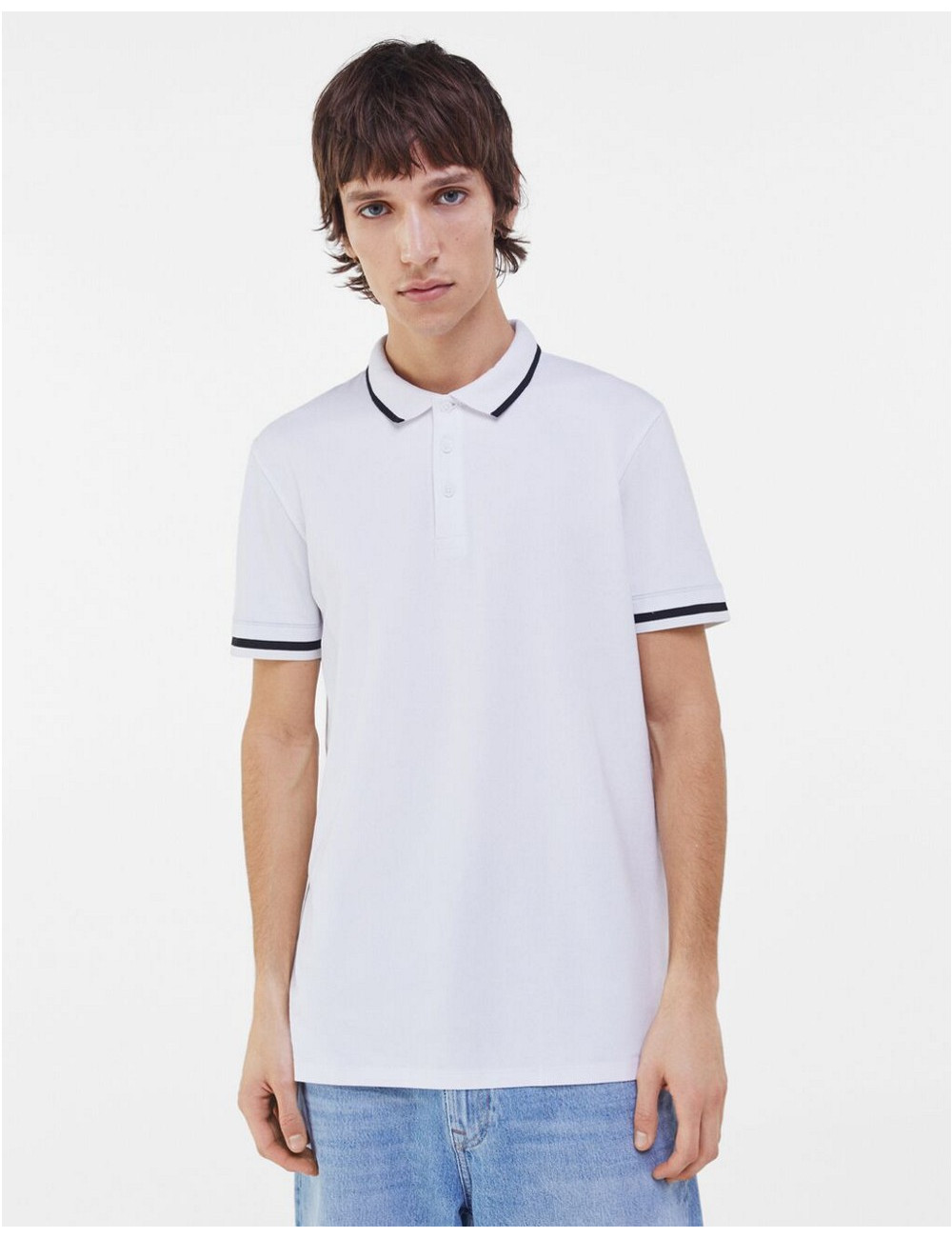 Bershka polo shirt in white