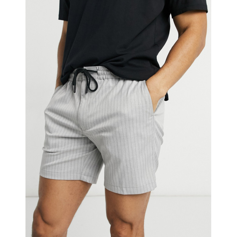 Topman stripe shorts in grey