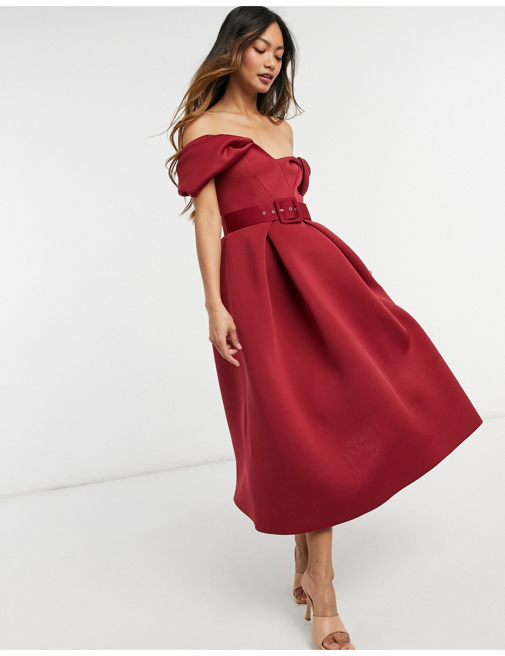 ASOS DESIGN bow belted prom...