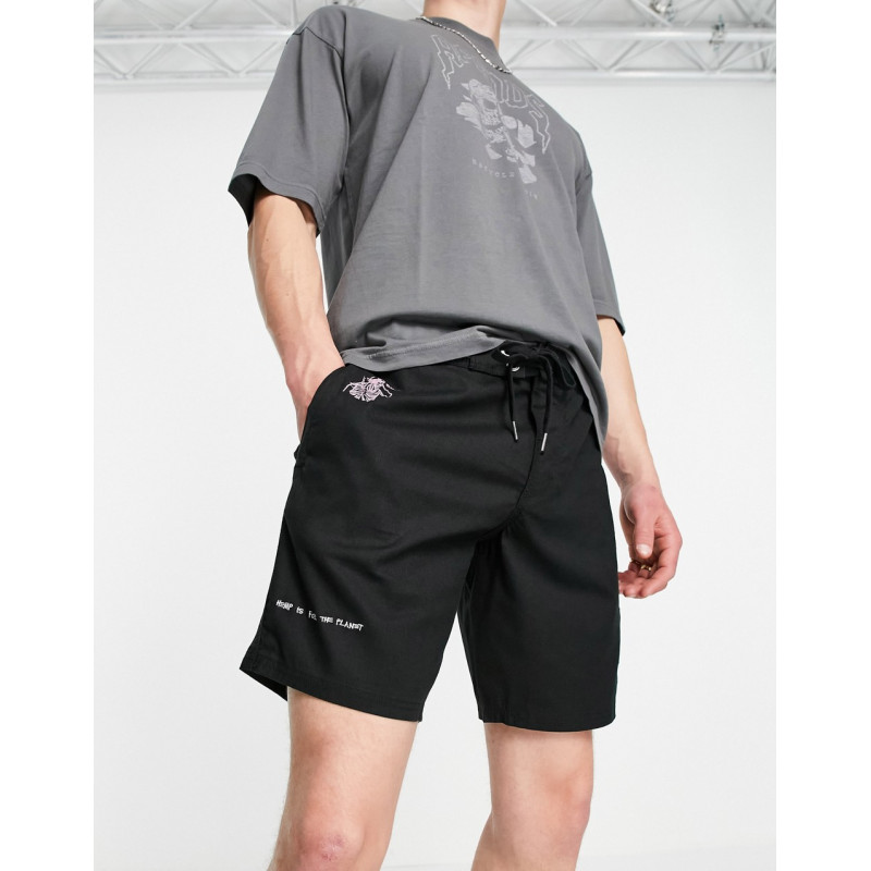 Afends fight shorts in black
