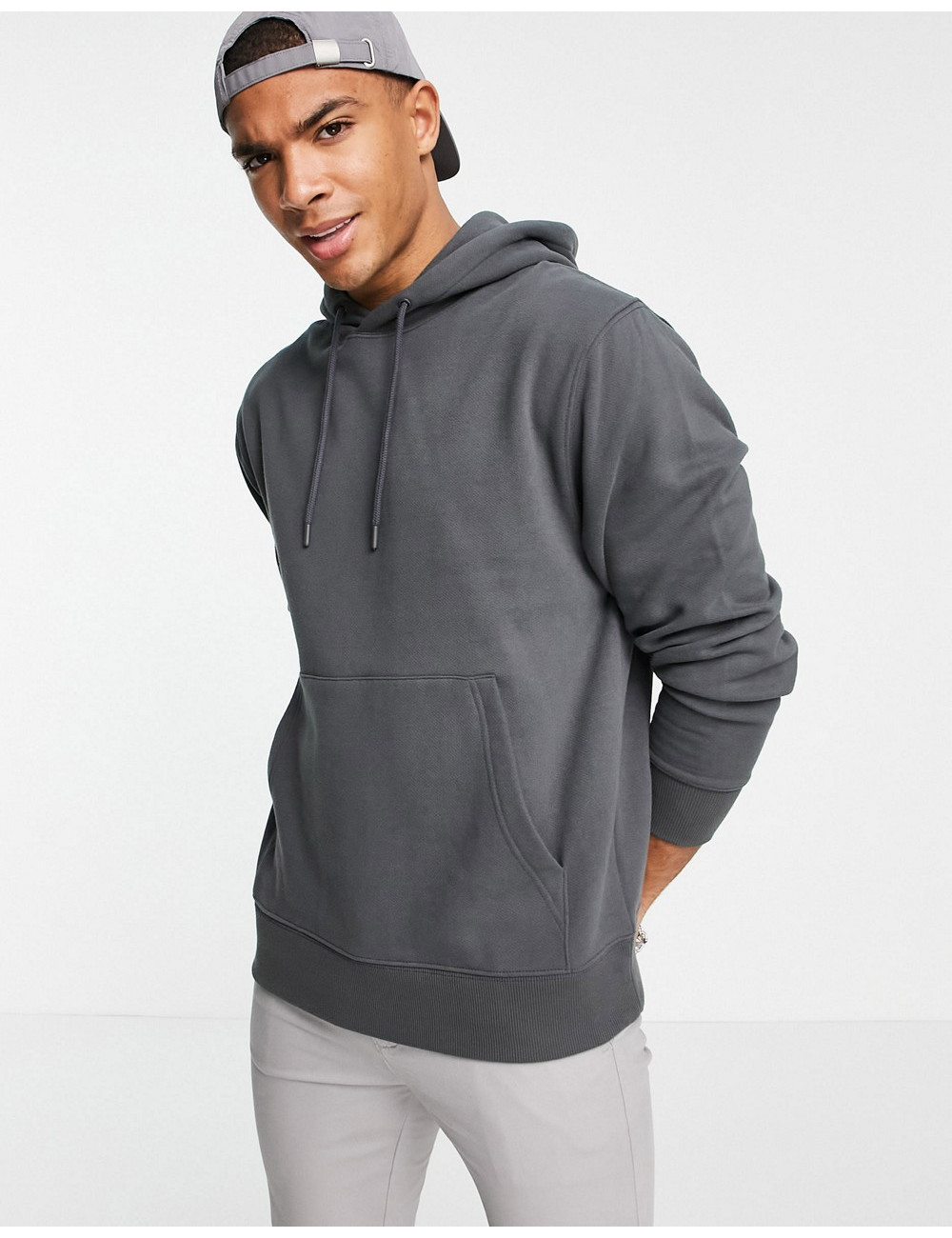Topman classic hoodie in grey