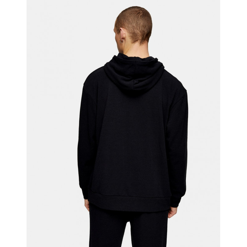 Topman knitted hoodie in black