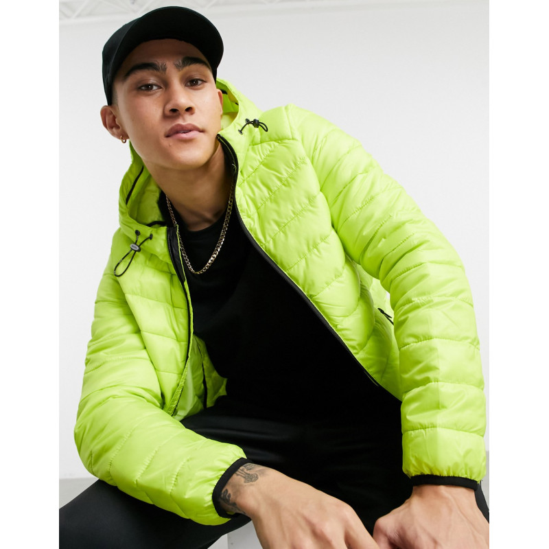 Bershka quilted jacket in lime