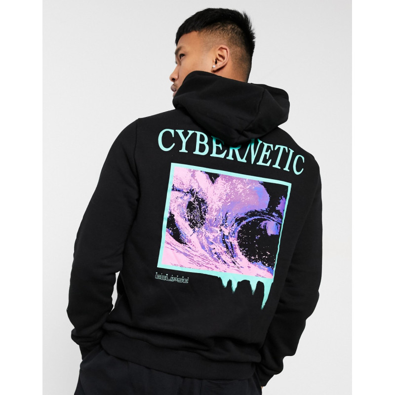 Bershka cyber hoodie in black