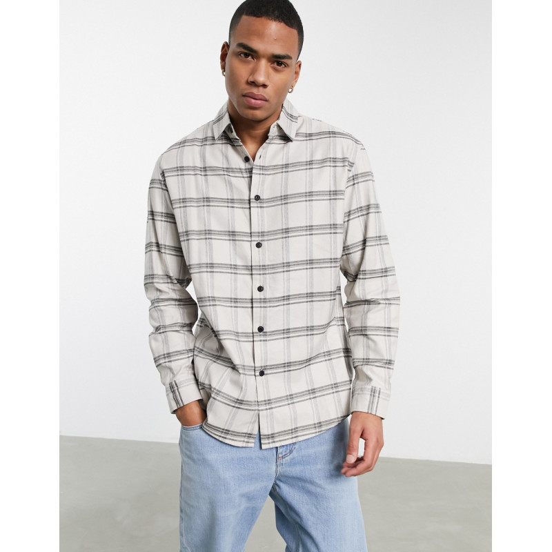 Pull&Bear check shirt in beige