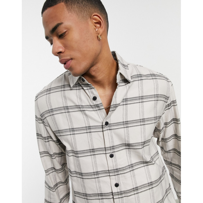 Pull&Bear check shirt in beige
