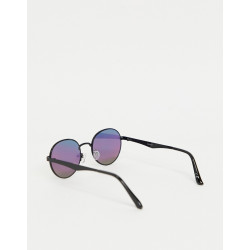 ASOS DESIGN square sunglasses in black with mirrored rainbow lens