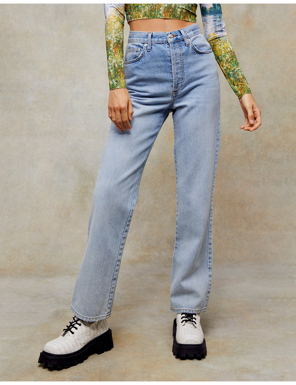 Topshop kort jeans in bleach