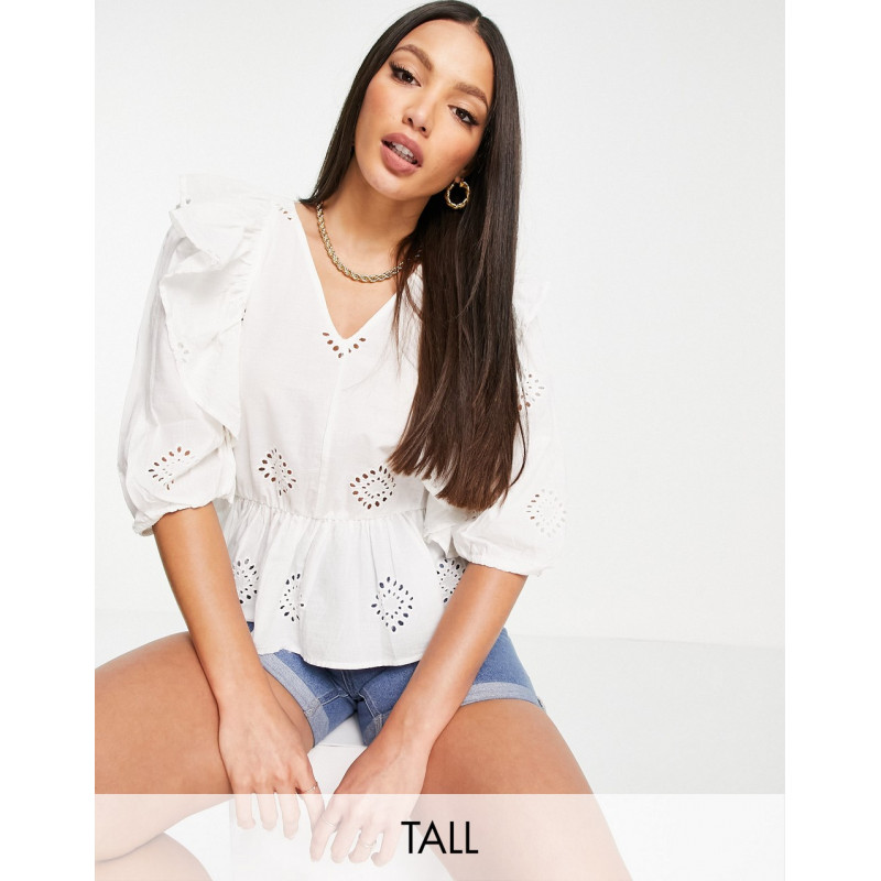 Only Tall broderie top with...