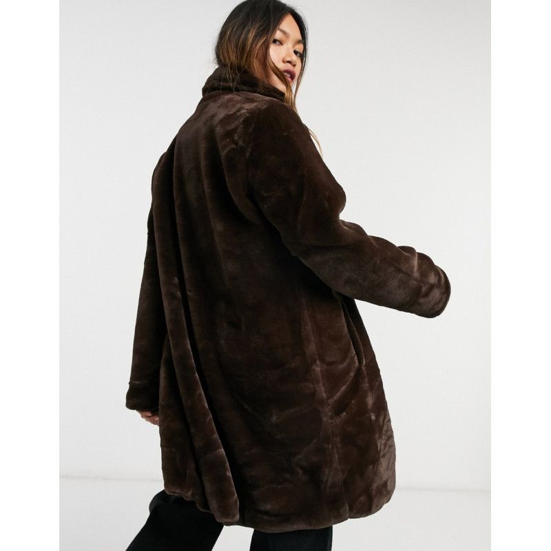 Object faux fur coat in brown