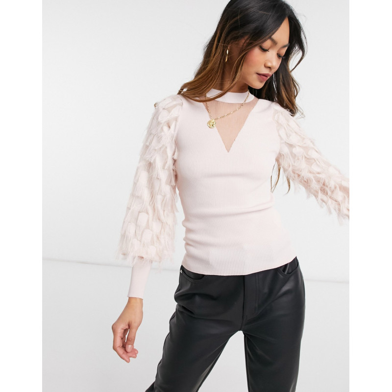 River Island feather sleeve...