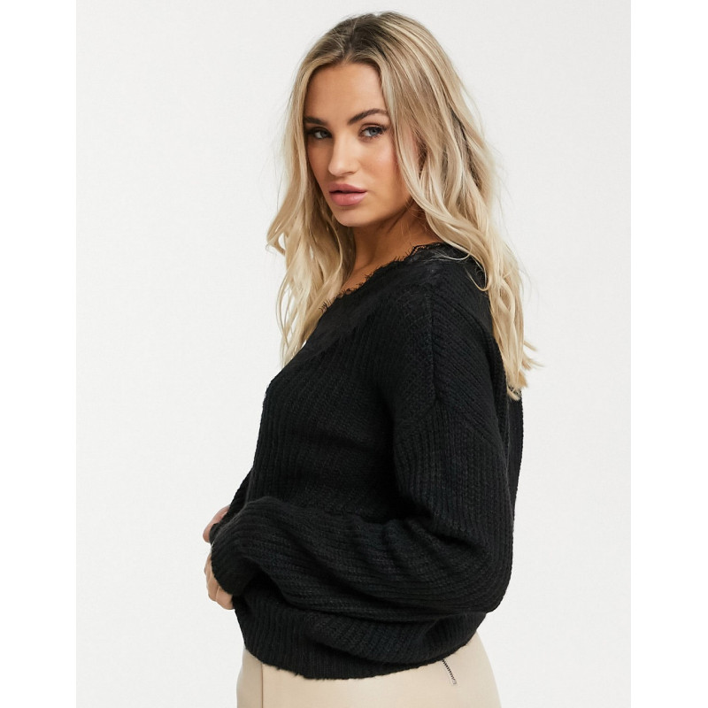 Pieces jumper with lace v...
