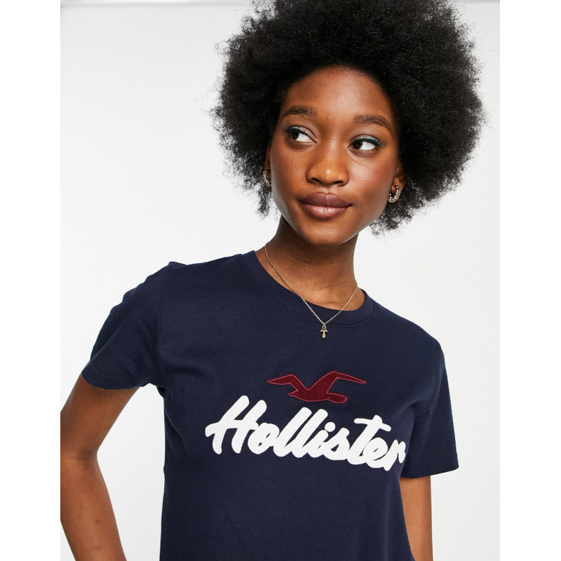 Hollister logo t shirt in navy