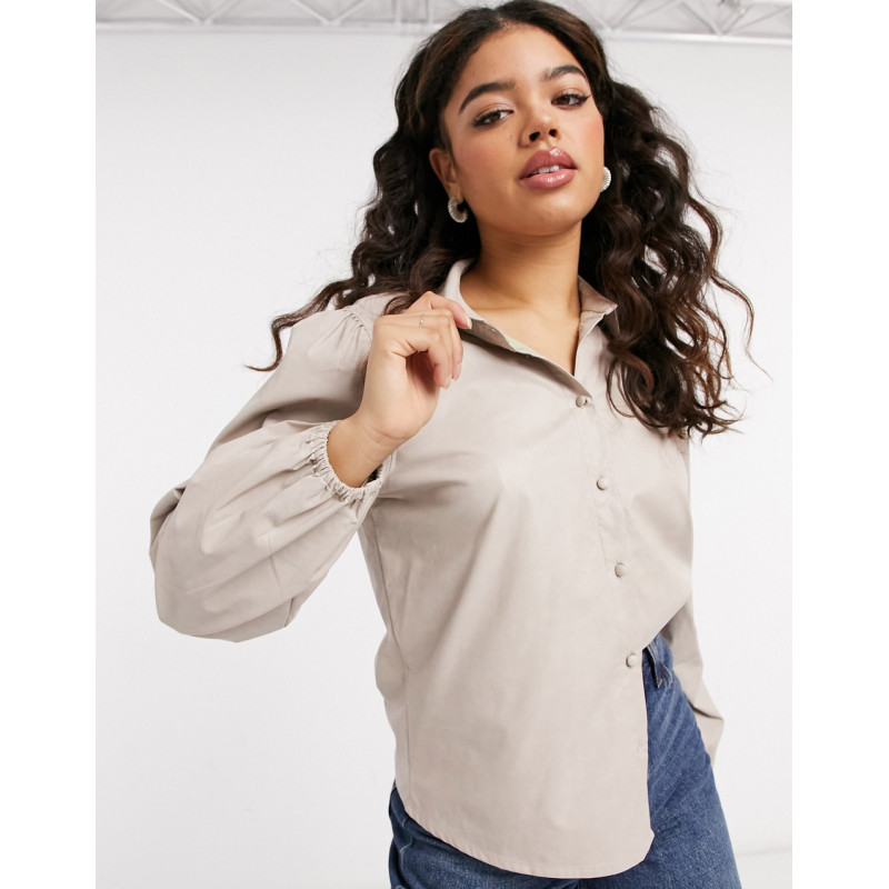 JDY faux leather shirt in grey