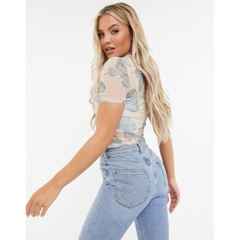 Missguided mesh crop top in...
