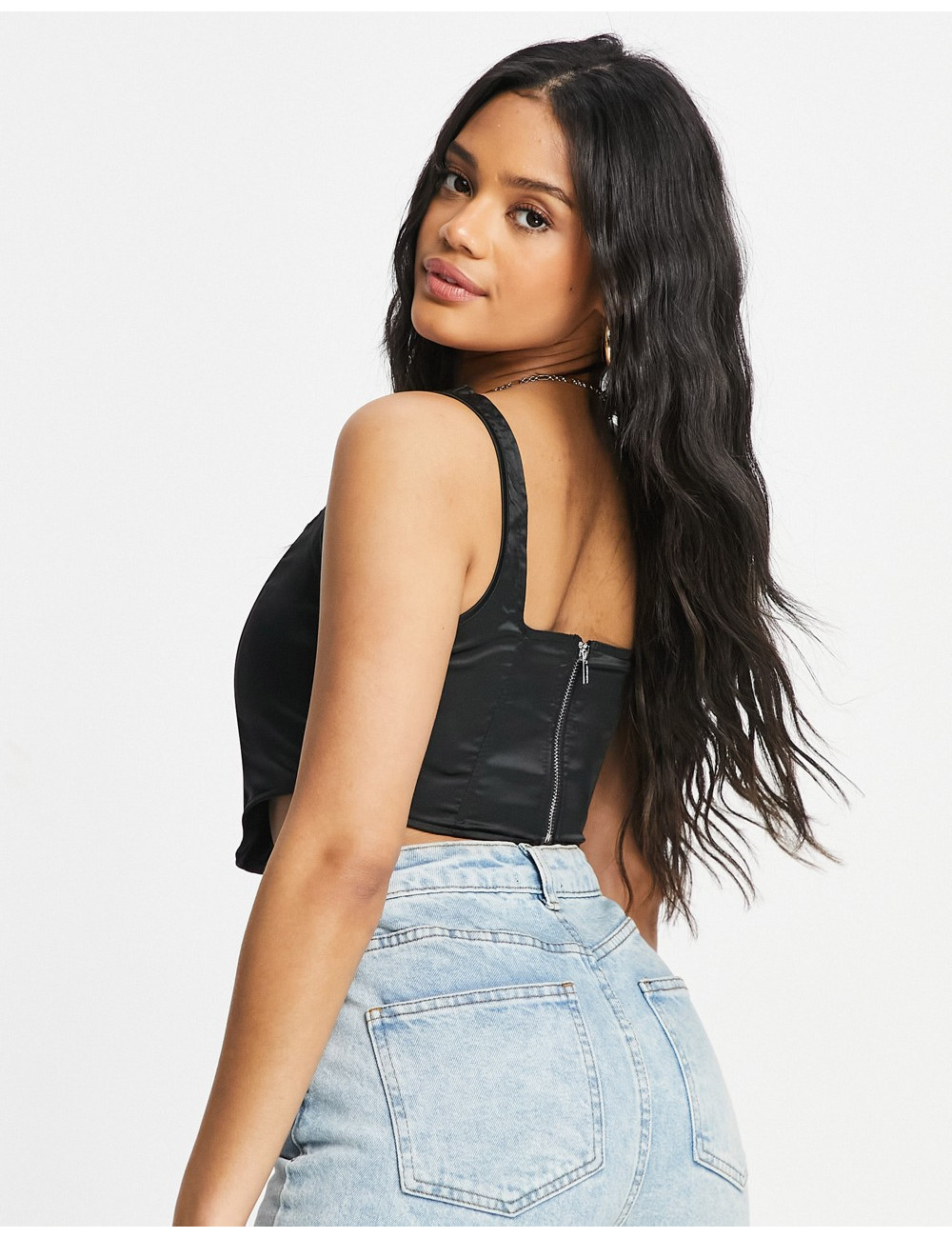 Missguided satin corset in...