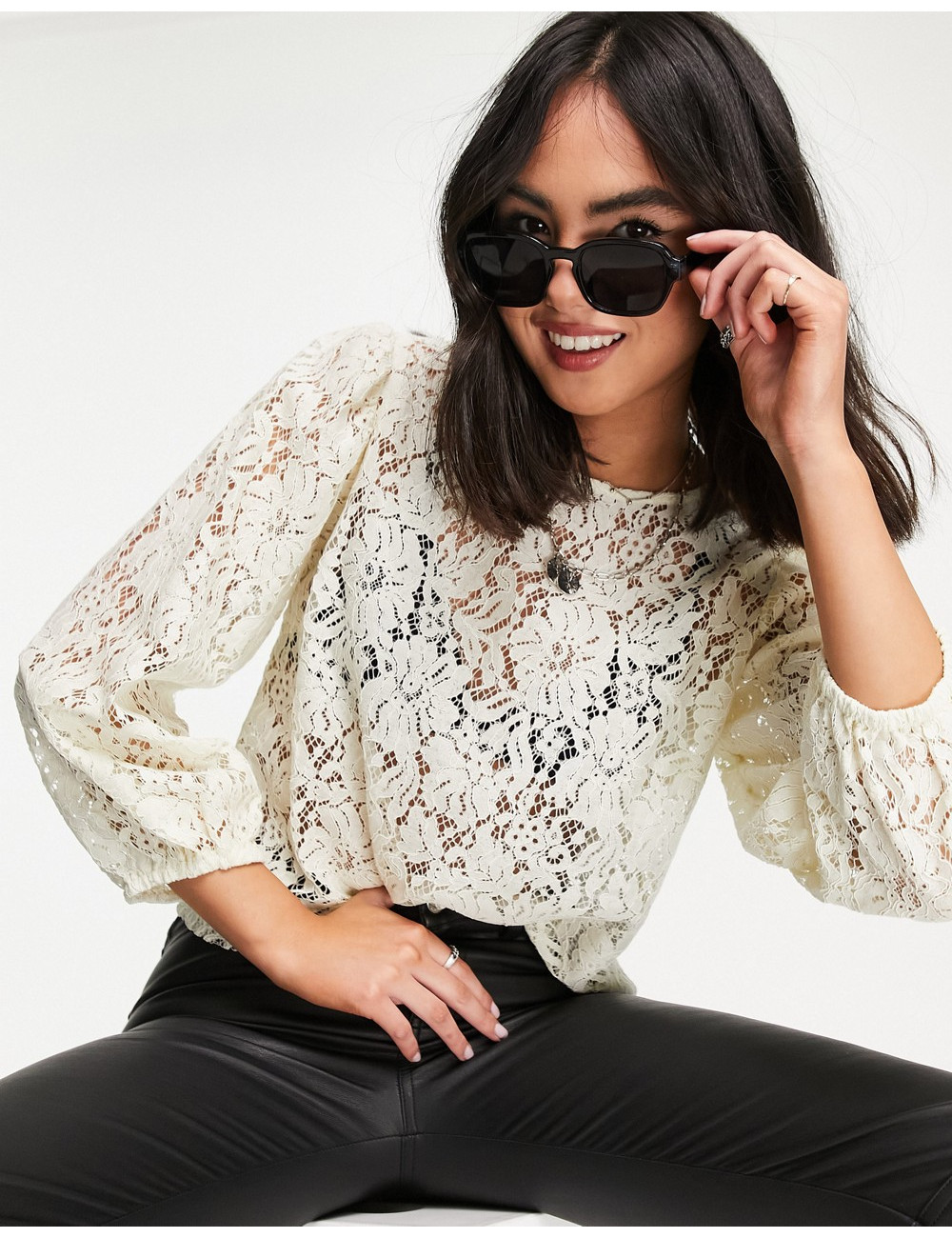 Pieces lace blouse with...
