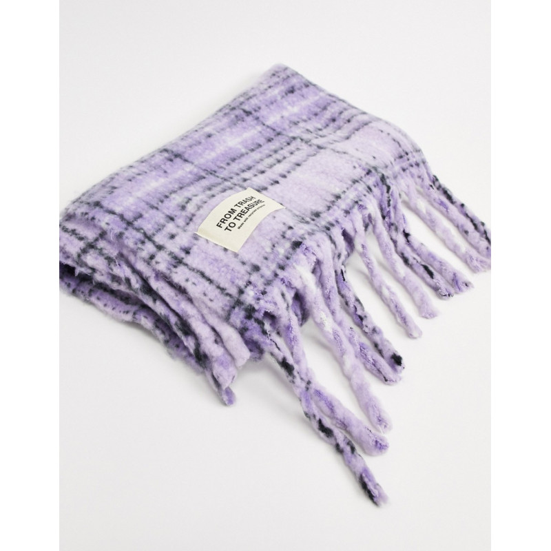 Pieces scarf in lilac check