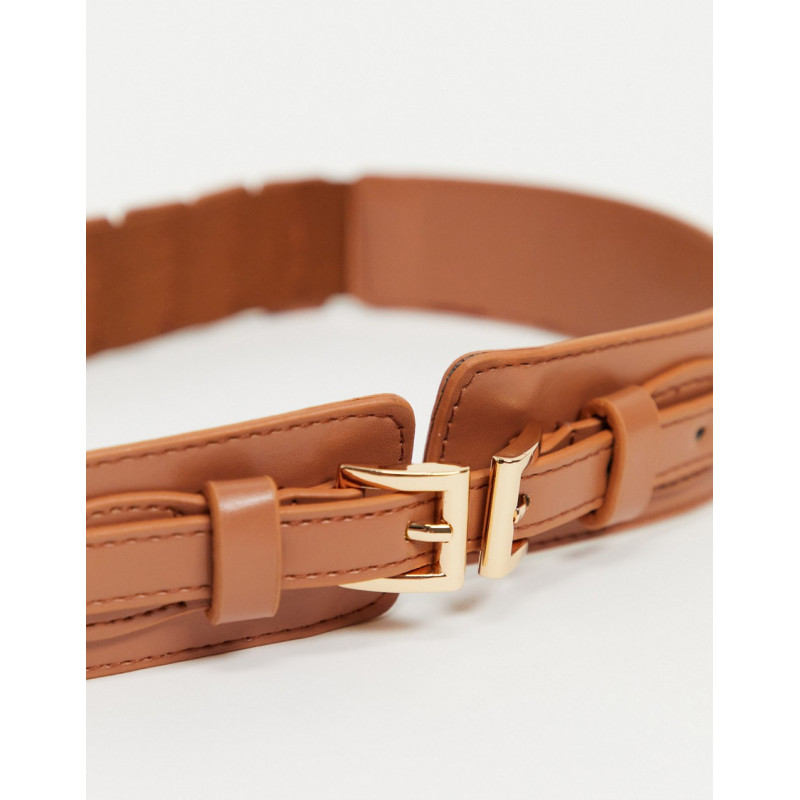 SVNX double buckle belt in tan