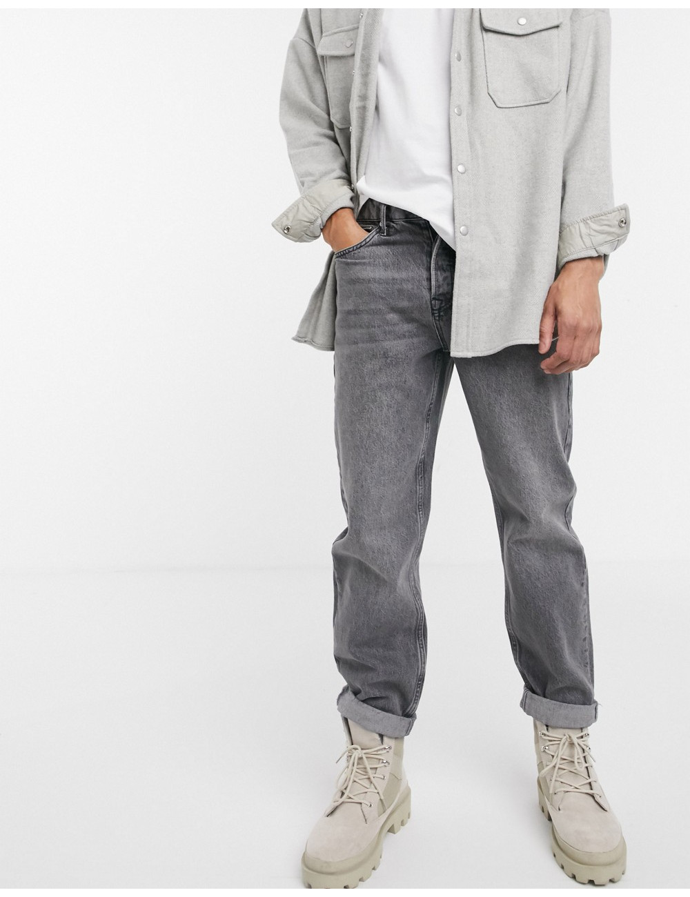Topman relaxed jeans in grey