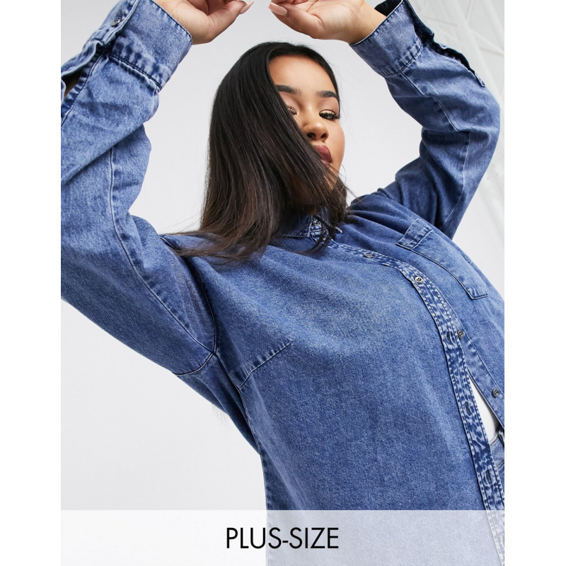 Only Curve denim shirt in blue