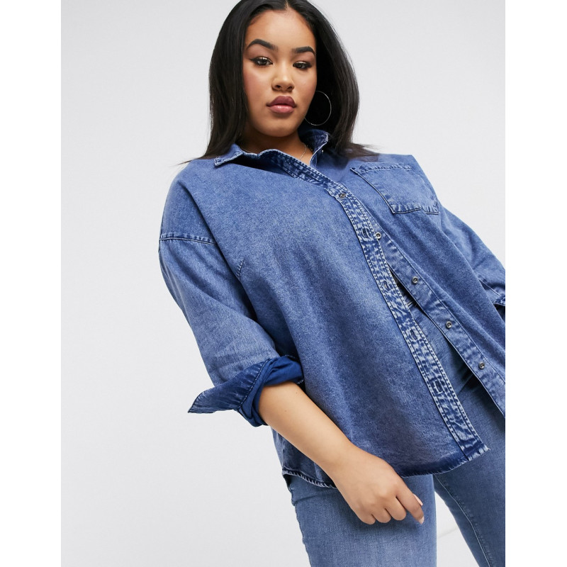 Only Curve denim shirt in blue
