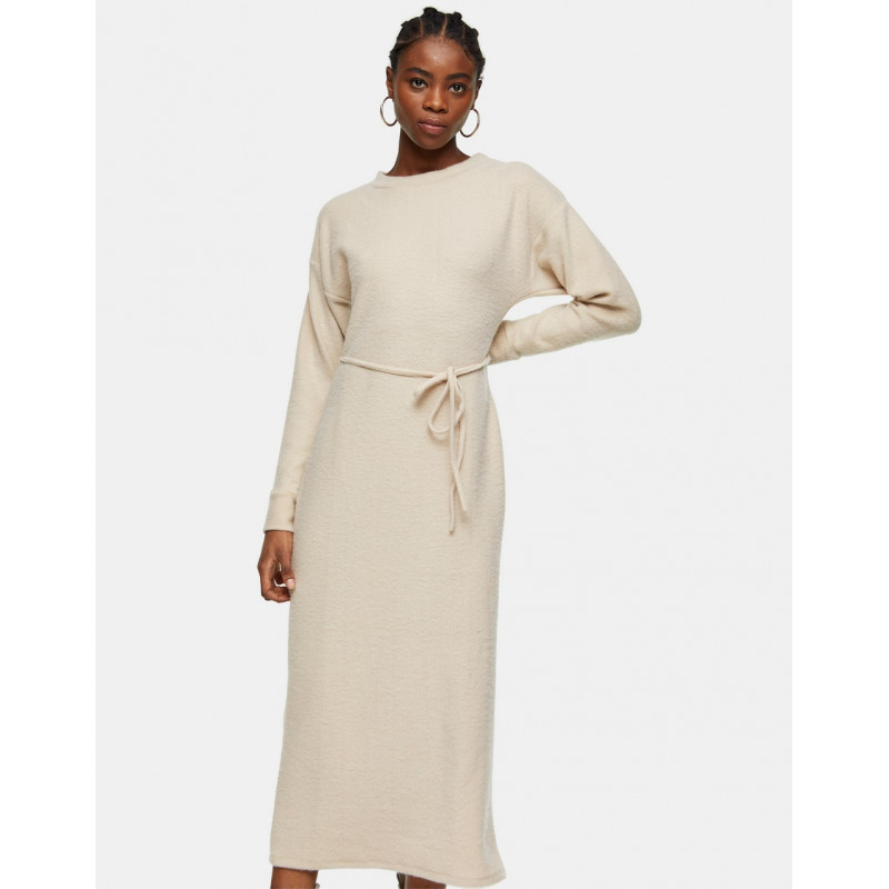 Topshop ribbed belted midi...