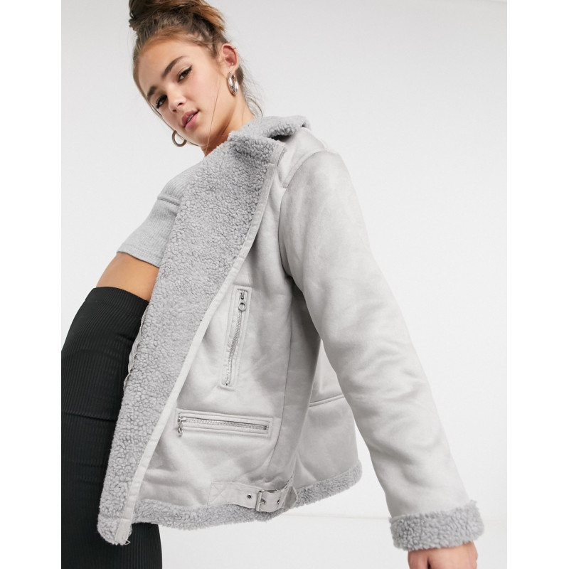 Only aviator jacket in grey