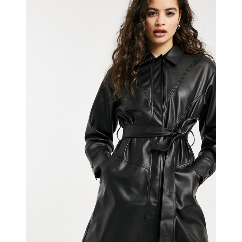 Topshop faux leather belted...