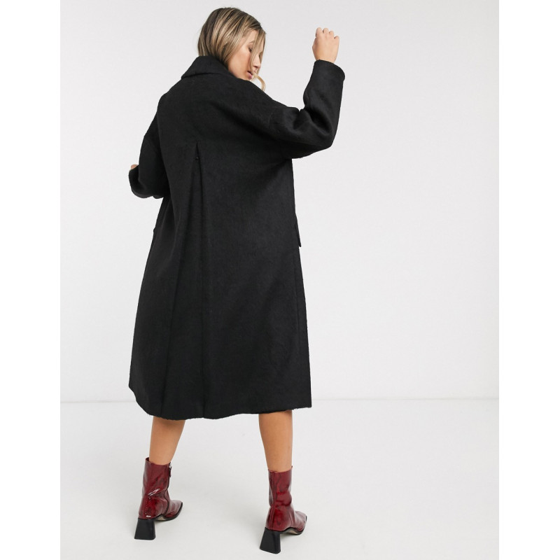 Topshop textured coat in black