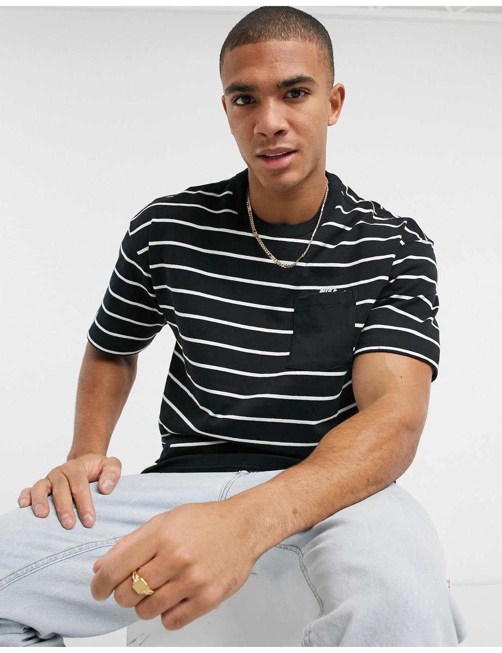 Nike stripe t-shirt in black