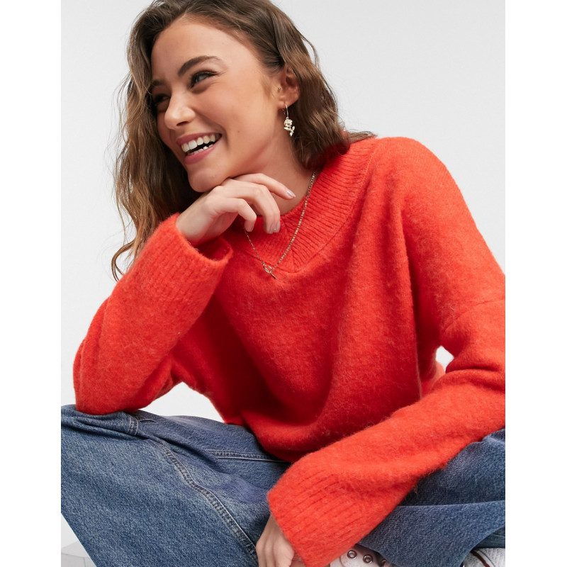 Topshop brushed jumper in red