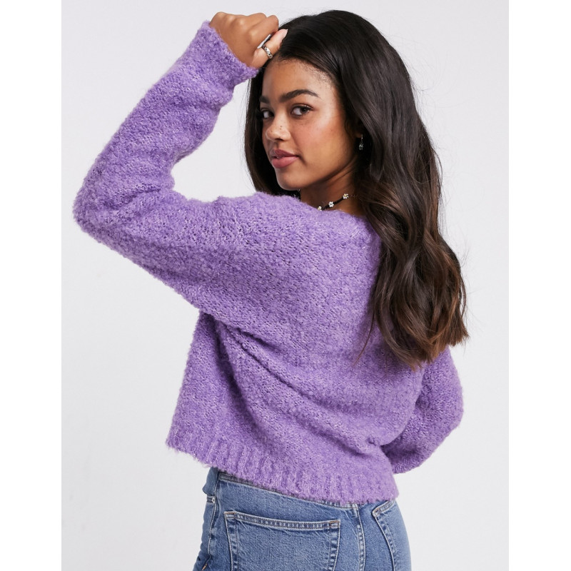 Pieces fluffy jumper with v...